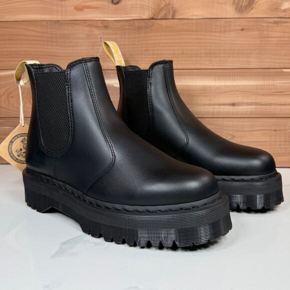 Dr Martens 2976 Quad Chelsea Boots Platform Black Womens Size 11 - Mens 10 Vegan - Picture 4 of 15